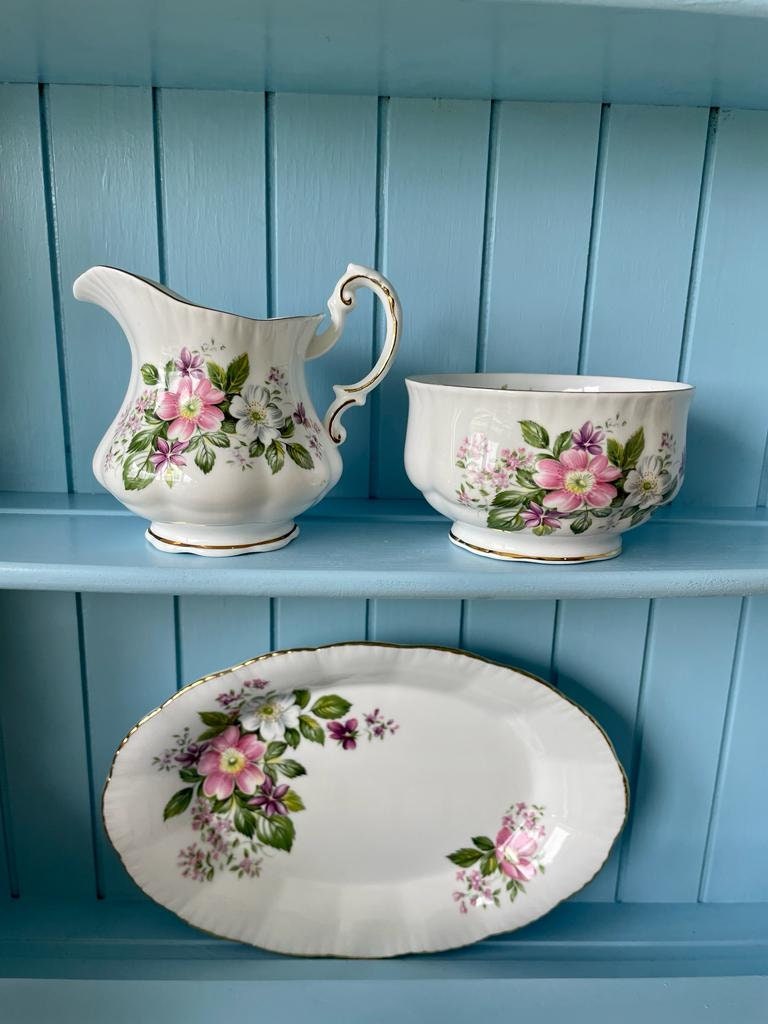 Super Cute Vintage 'Paragon' Flower Festival 3 Piece Creamer