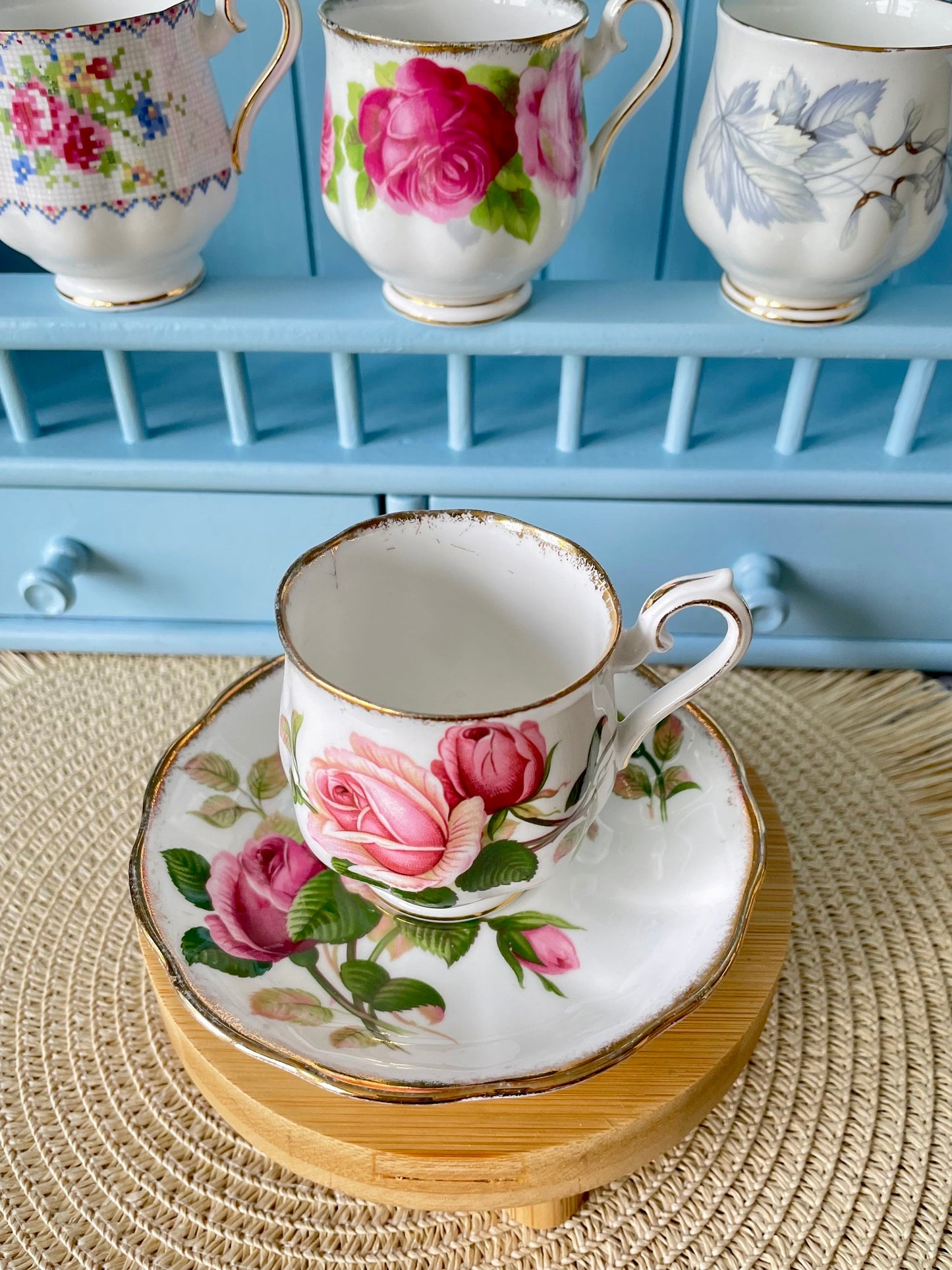 Vintage Royal Albert Anniversary Rose Espresso Cup & Saucer