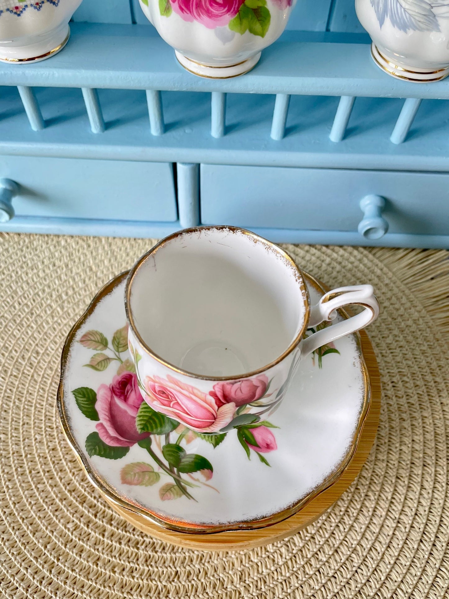Vintage Royal Albert Anniversary Rose Espresso Cup & Saucer