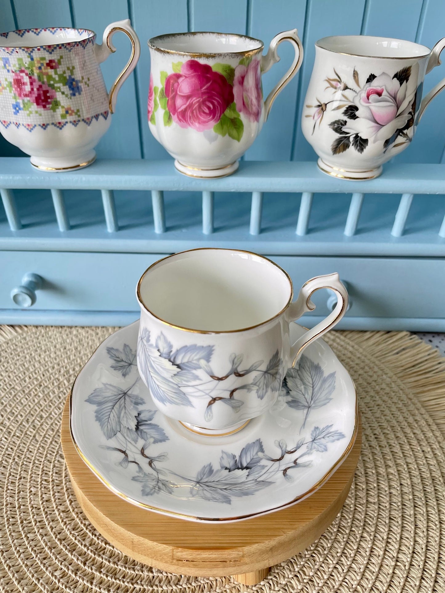 Vintage Royal Albert Silver Maple Espresso Cup & Saucer