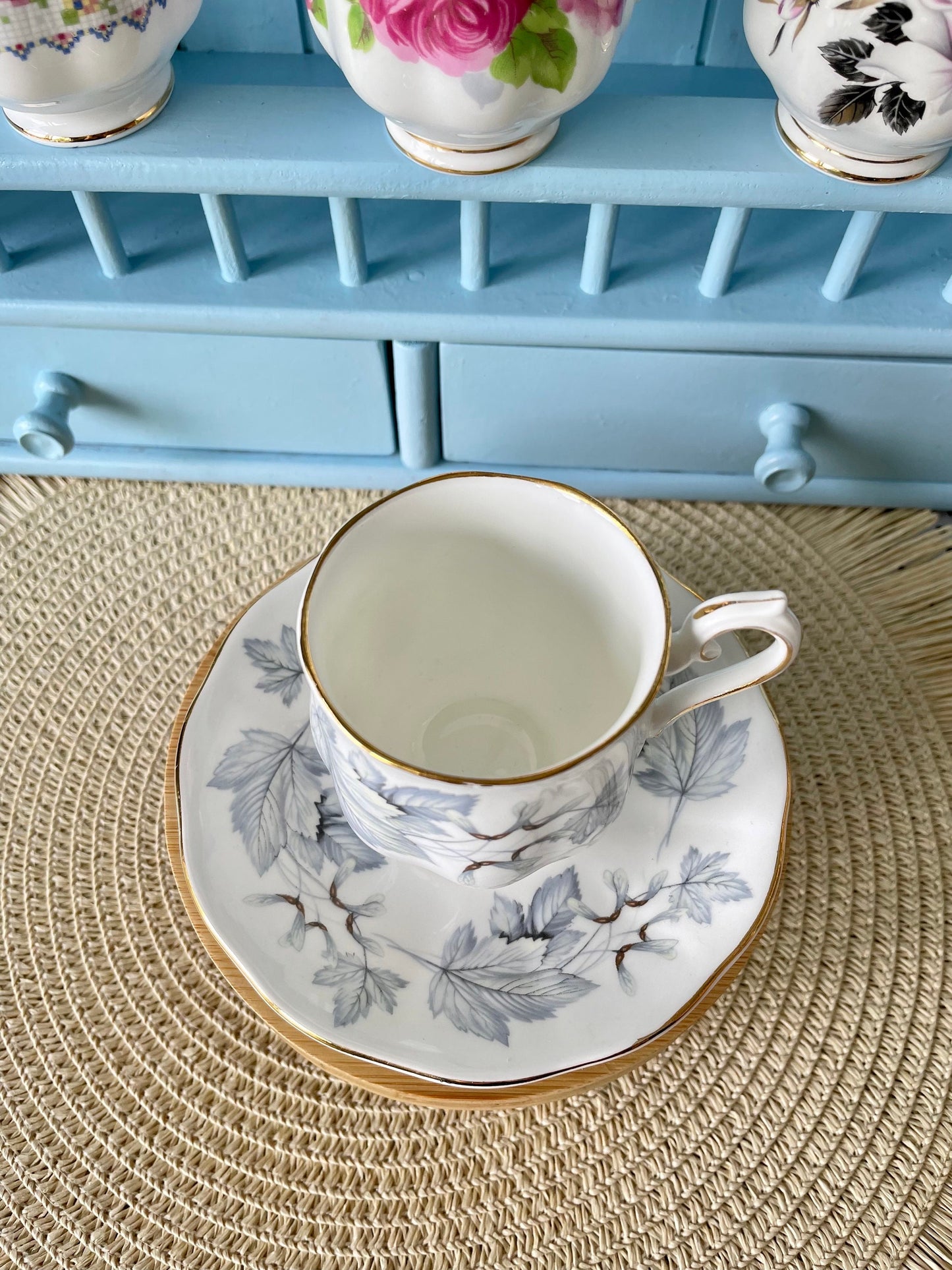 Vintage Royal Albert Silver Maple Espresso Cup & Saucer