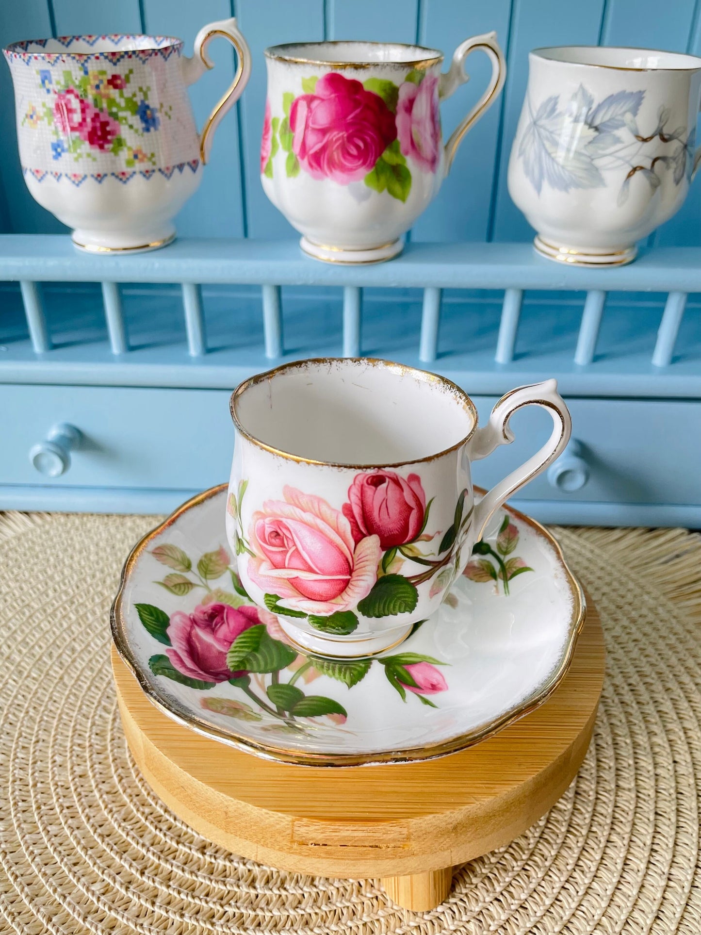 Vintage Royal Albert Anniversary Rose Espresso Cup & Saucer