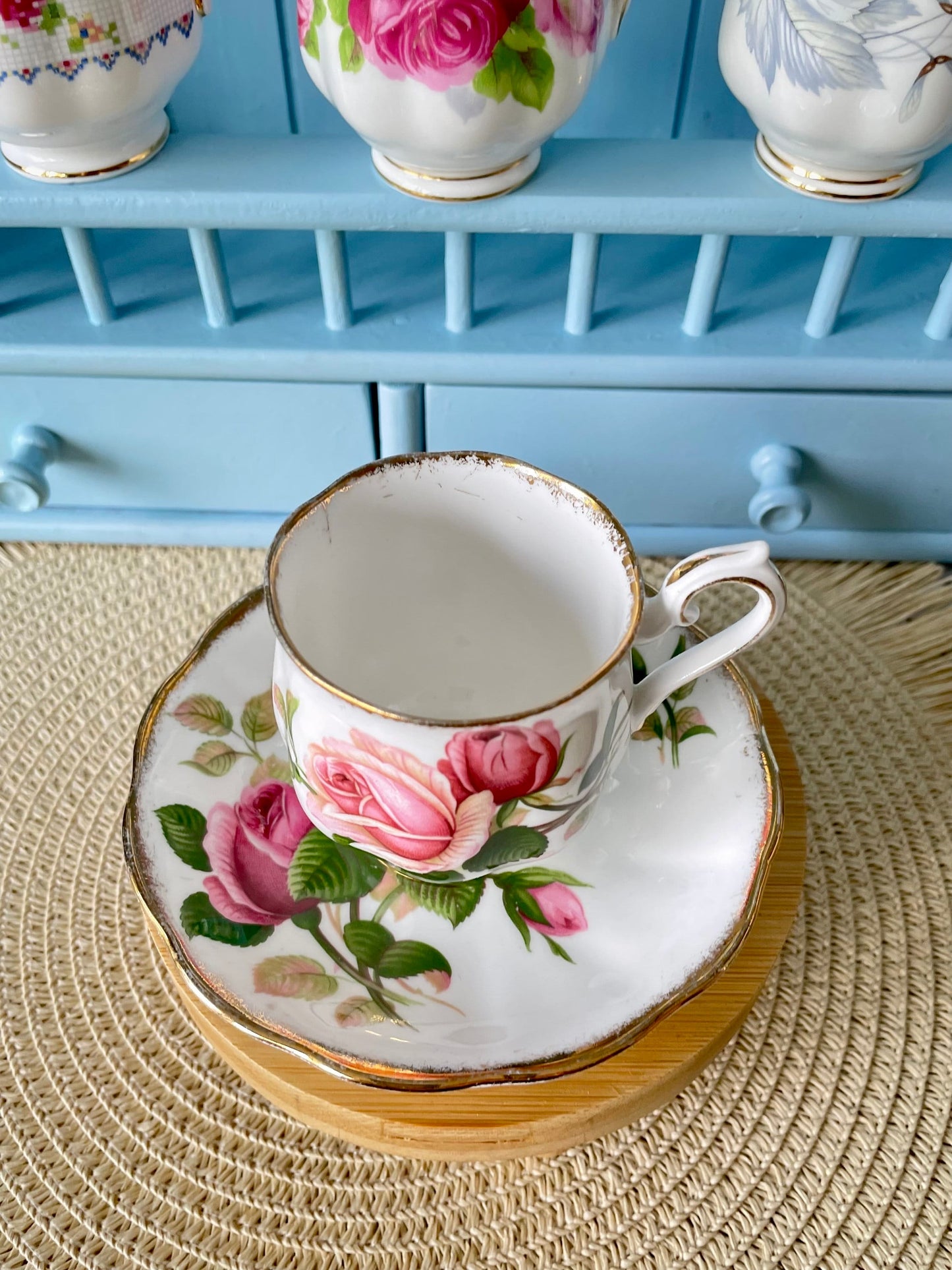 Vintage Royal Albert Anniversary Rose Espresso Cup & Saucer