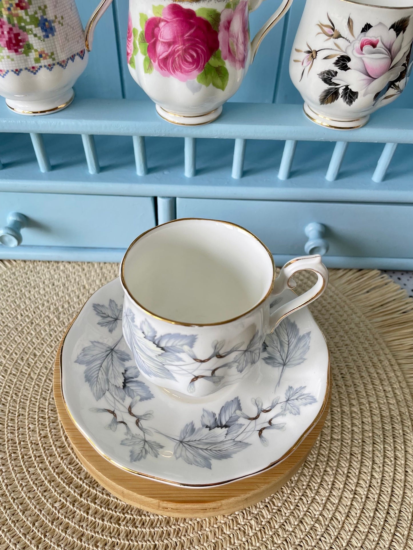 Vintage Royal Albert Silver Maple Espresso Cup & Saucer