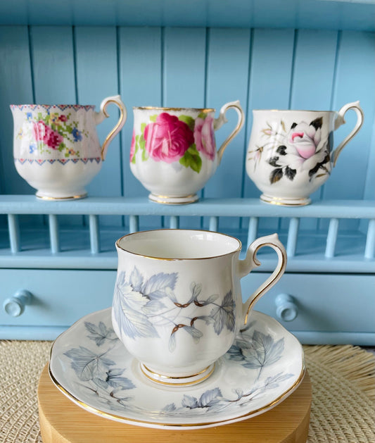 Vintage Royal Albert Silver Maple Espresso Cup & Saucer