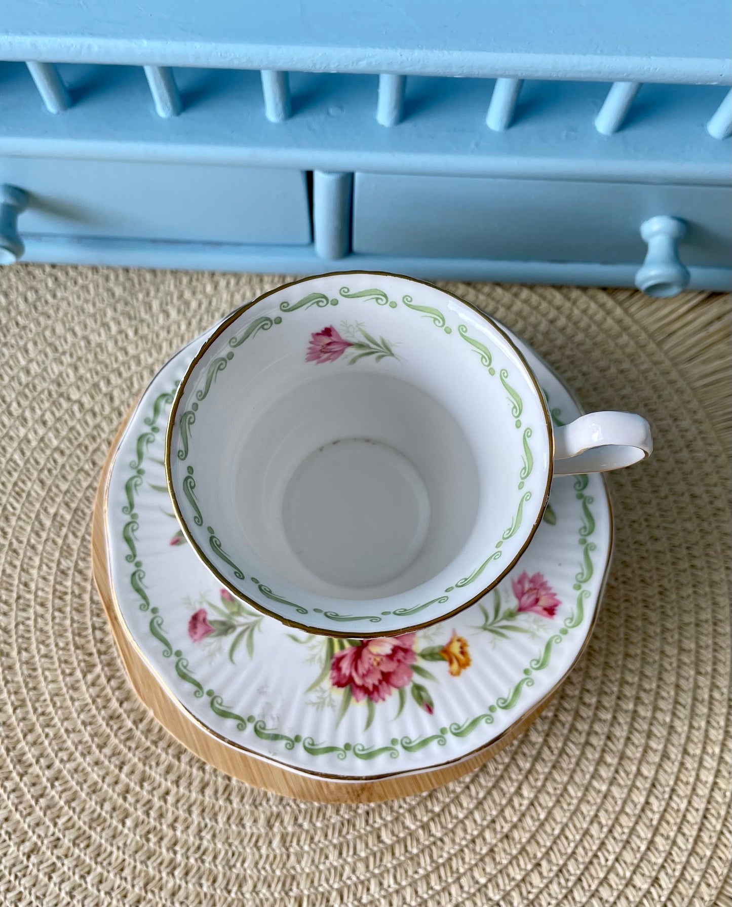 Vintage Royal Queens Fine Bone China 'January' Teacup & Sauc