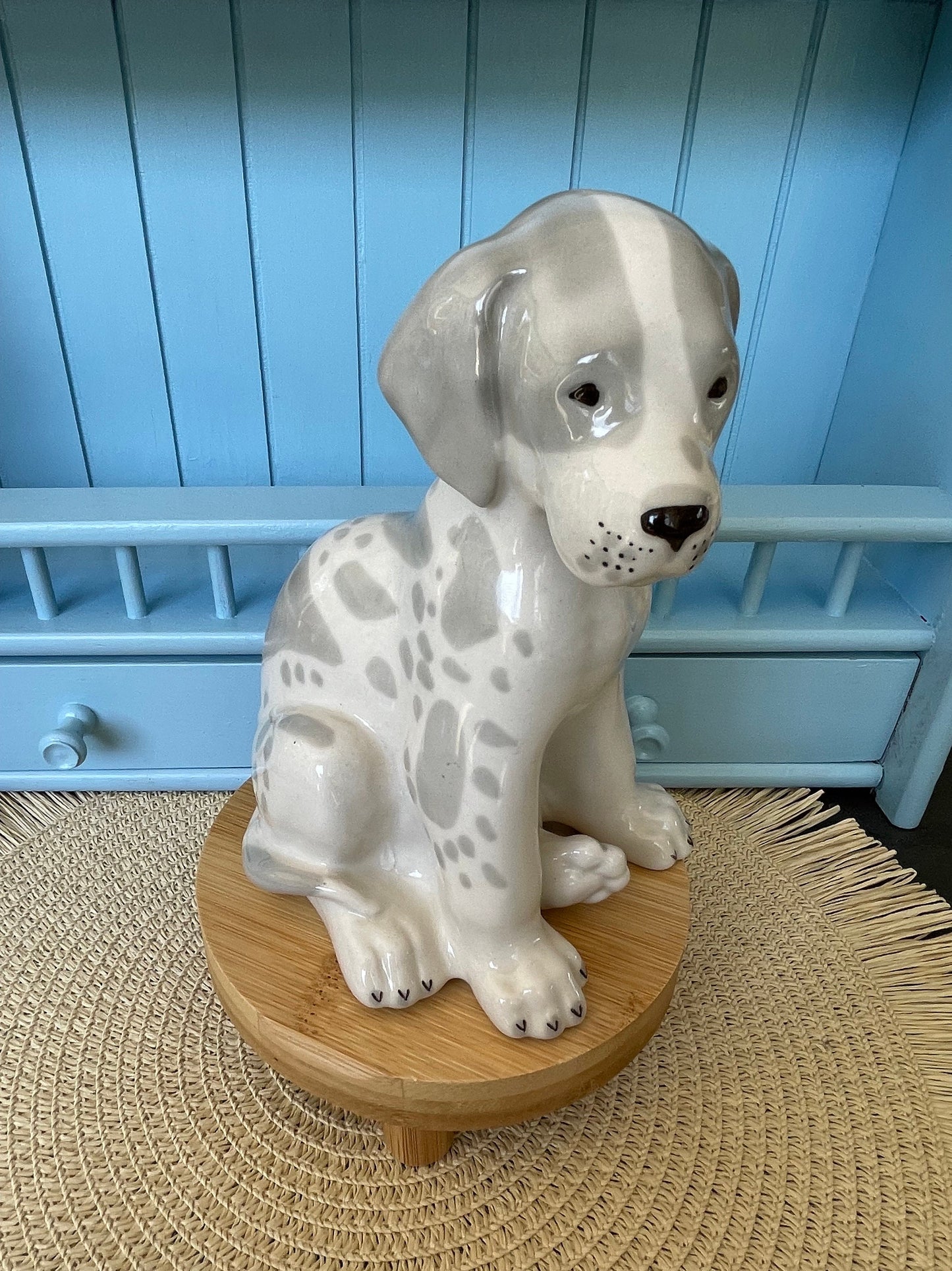 Vintage Lomonosov Porcelain Grey Puppy Figurine. Made in USS