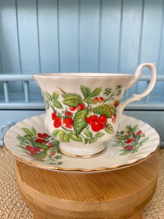 Vintage Royal Albert Red Fruit Male Size TeaCup & Saucer