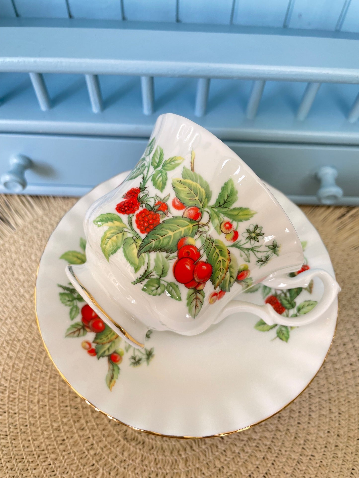 Vintage Royal Albert Red Fruit Male Size TeaCup & Saucer