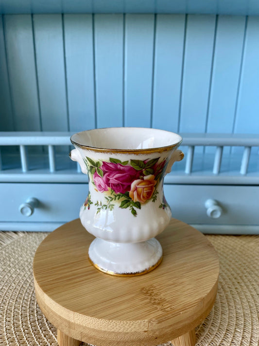 Beautiful 61 Year Old Vintage Spoon Vase, Old Country Roses