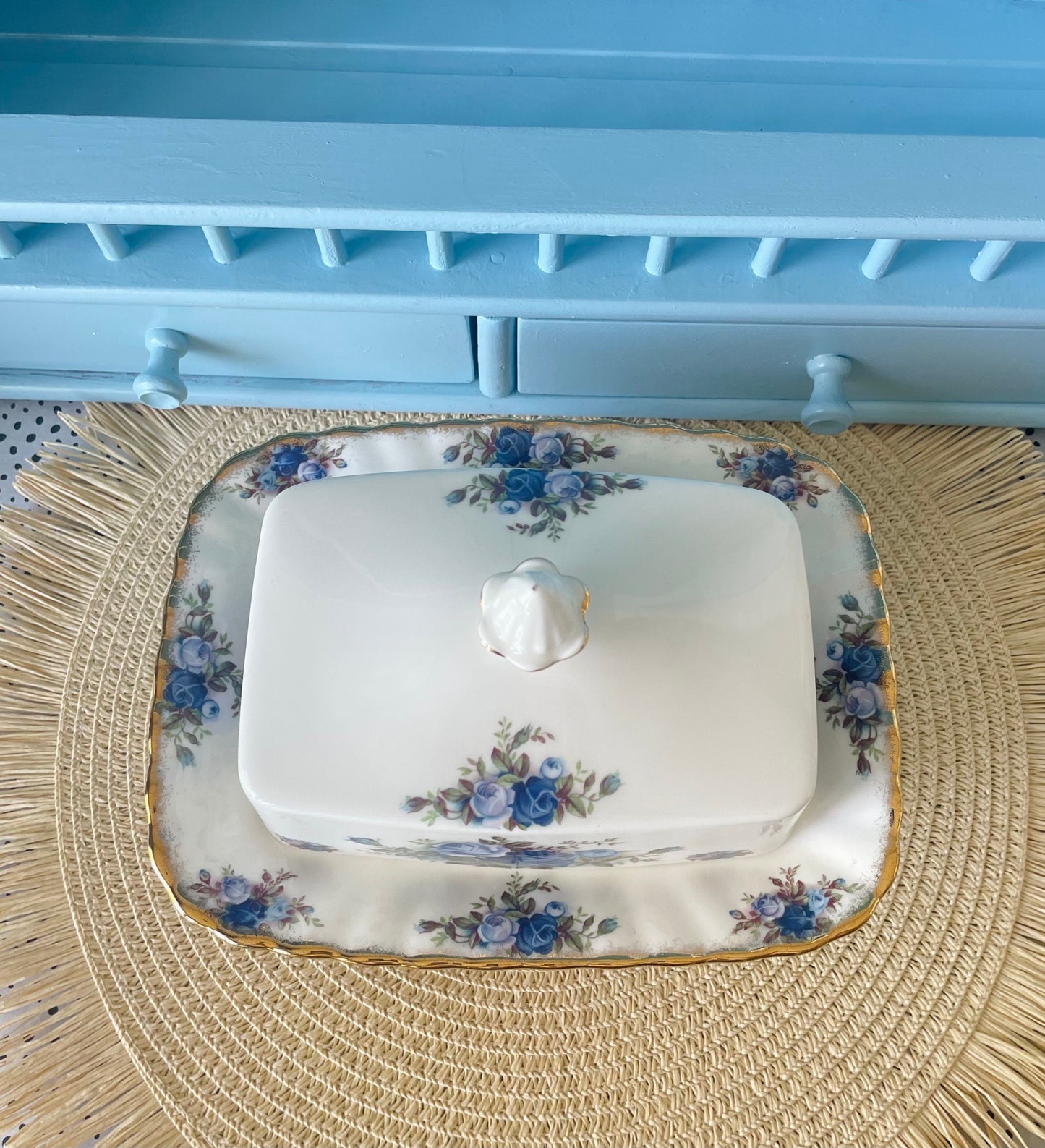 Vintage Royal Albert "Moonlight Rose" Rectangular Butter Dis