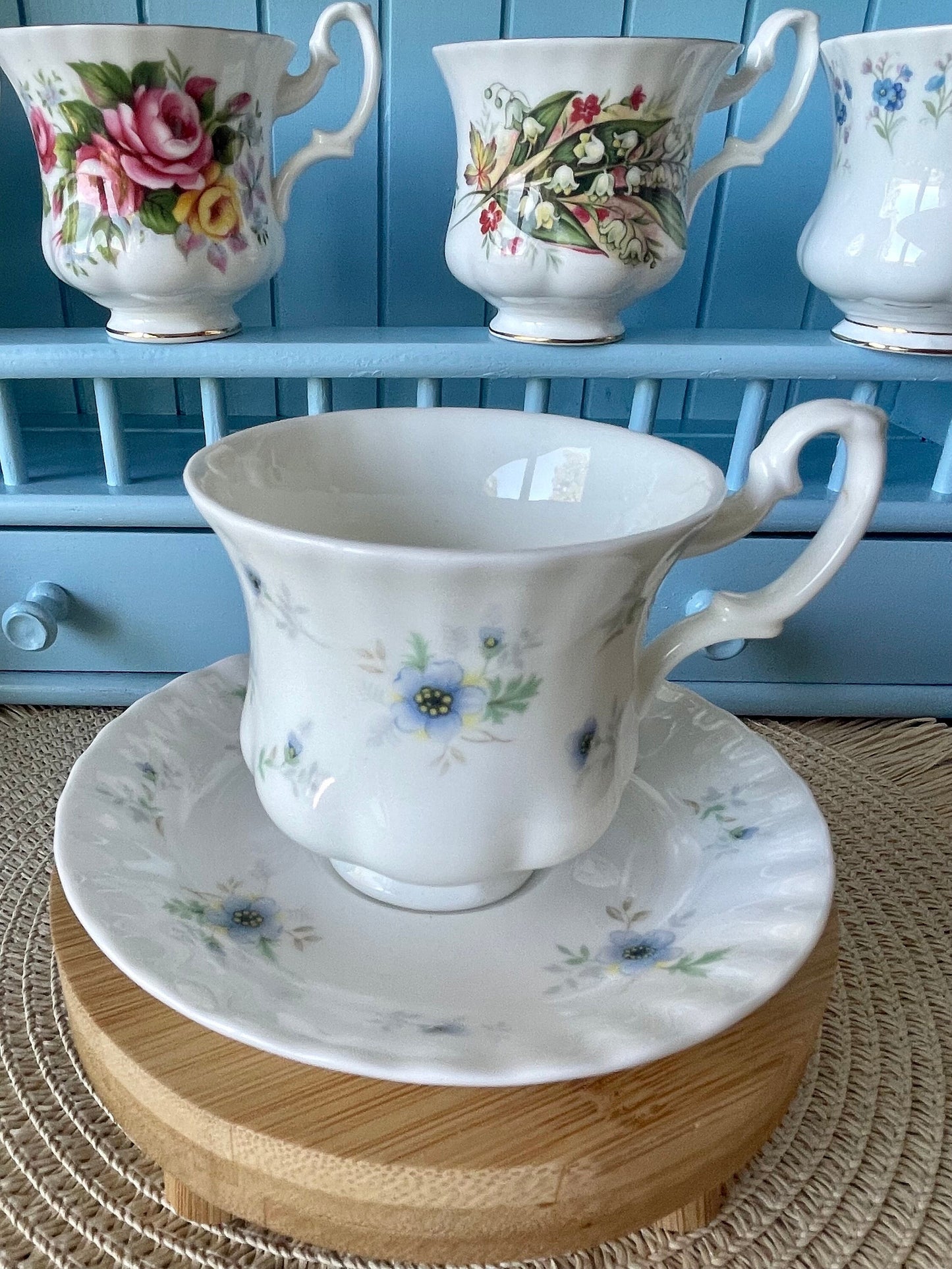 Vintage Royal Albert "Caress" Demitasse Teacup & Saucer