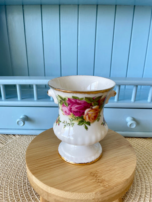 Beautiful 61 Year Old Vintage Spoon Vase, Old Country Roses
