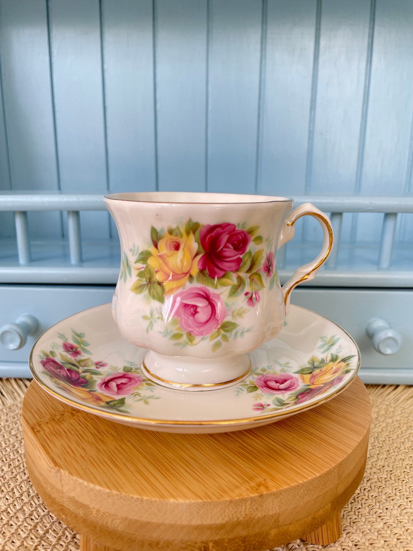 Exquisite Balmoral Castle Rose Flower Teacup and Saucer
