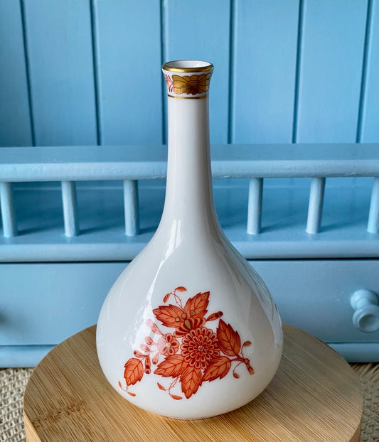 Vintage Herend Apponyi Orange Pattern Bud Vase