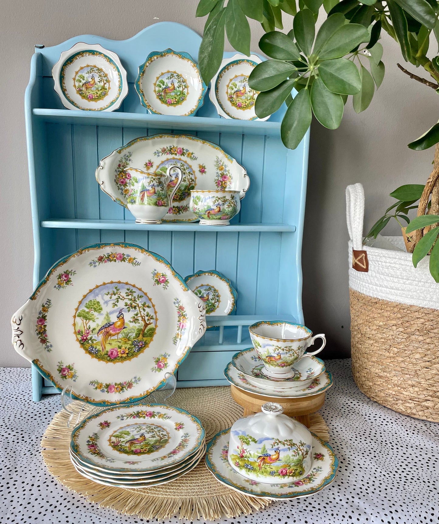 Multiple Vintage Royal Albert "Chelsea Bird" Items
