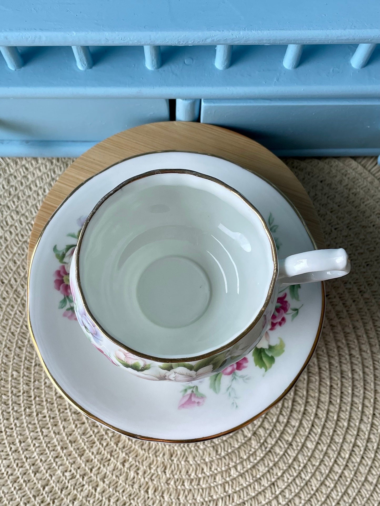 Vintage Springfield Fine Bone China Tea Cup and Saucer - A T