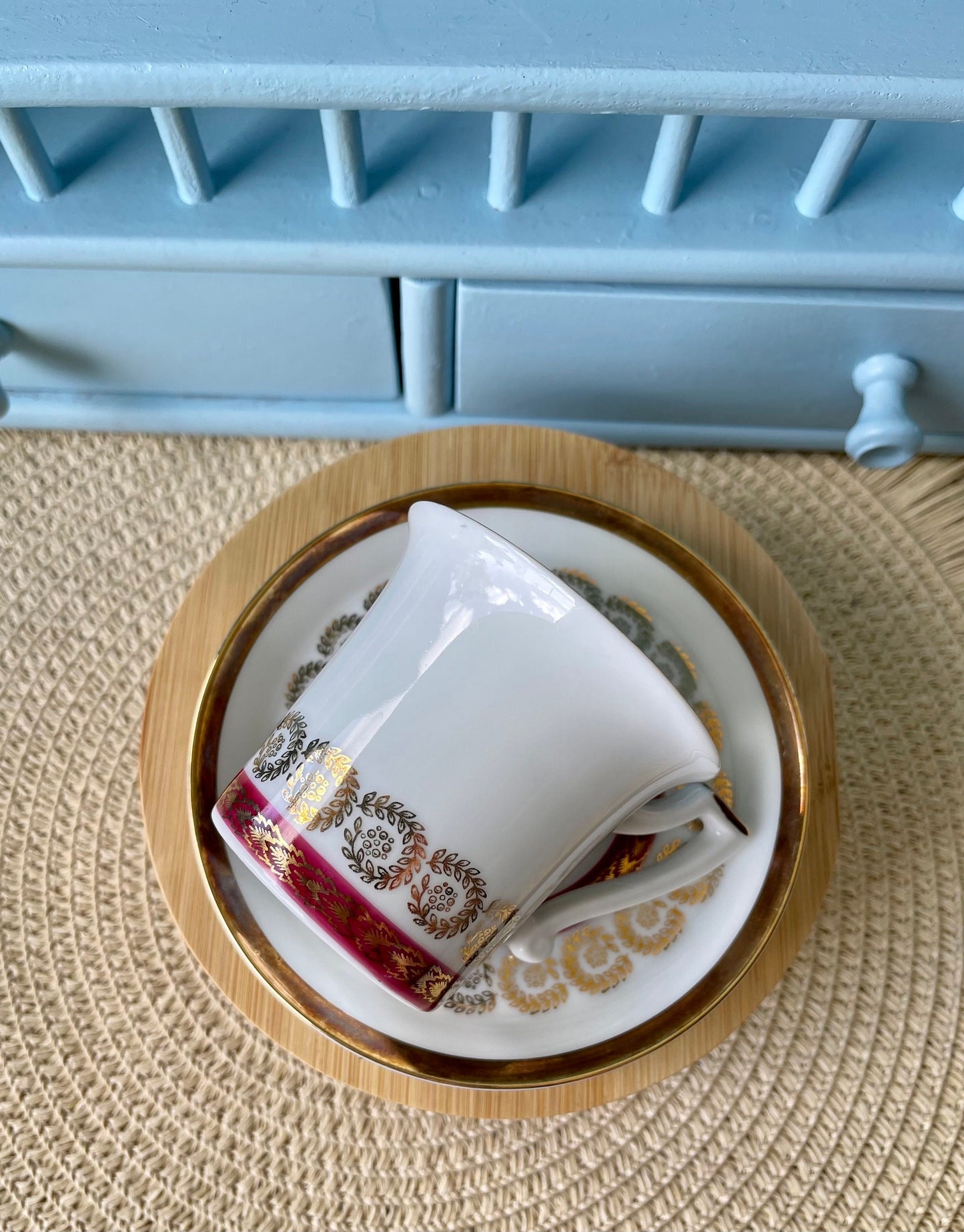 Vintage Rheinplatz Hartporzellan Espresso Cup and Saucer