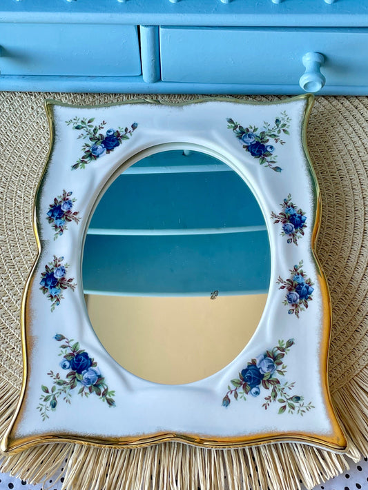 Vintage Royal Albert Moonlight Rose Oval Shaped Mirror
