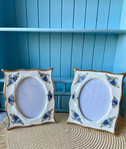 Set of 2 Vintage Royal Albert Moonlight Rose Oval Shaped Pic