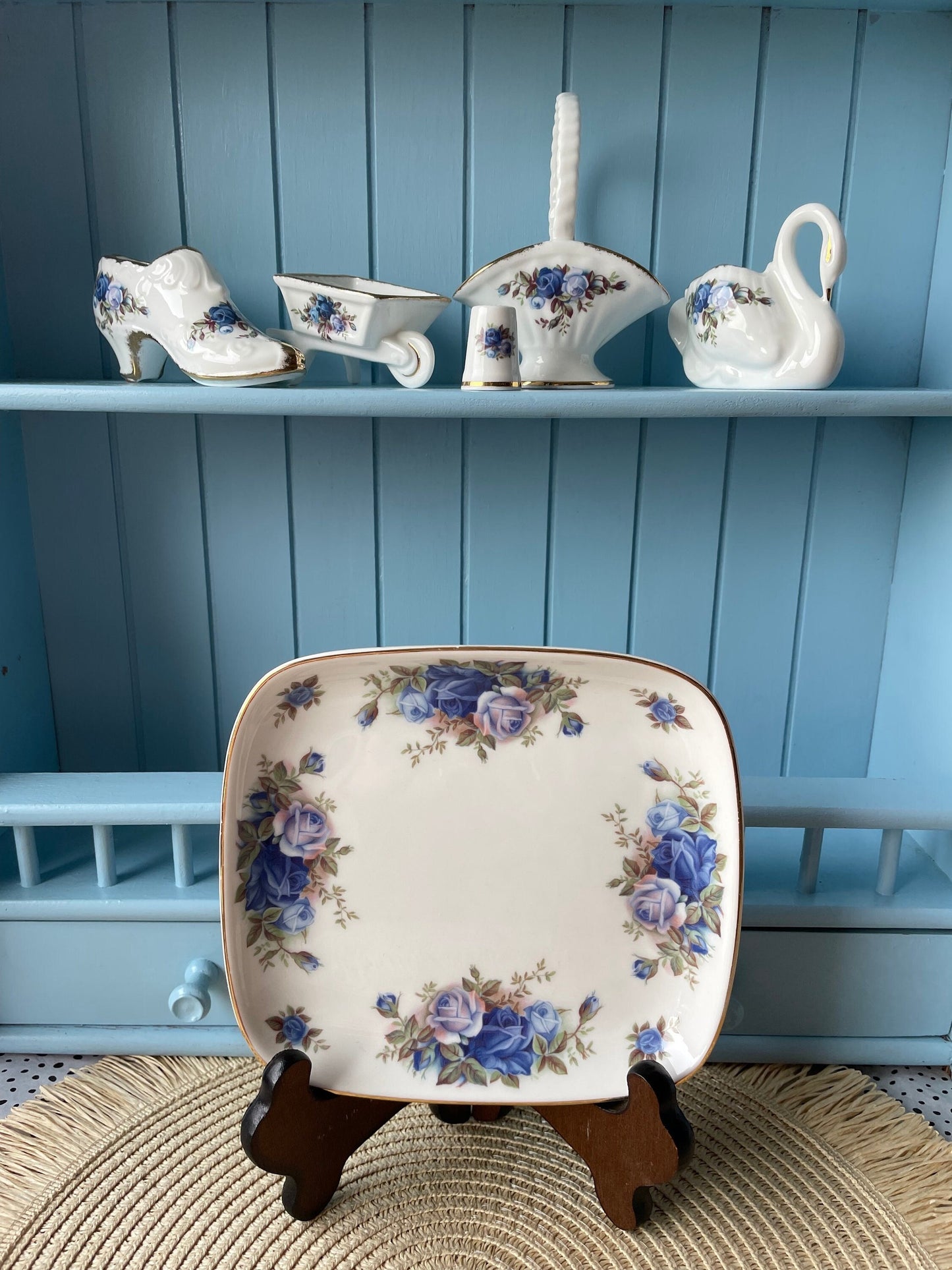 Pretty Vintage Royal Albert Moonlight Rose Square Plate