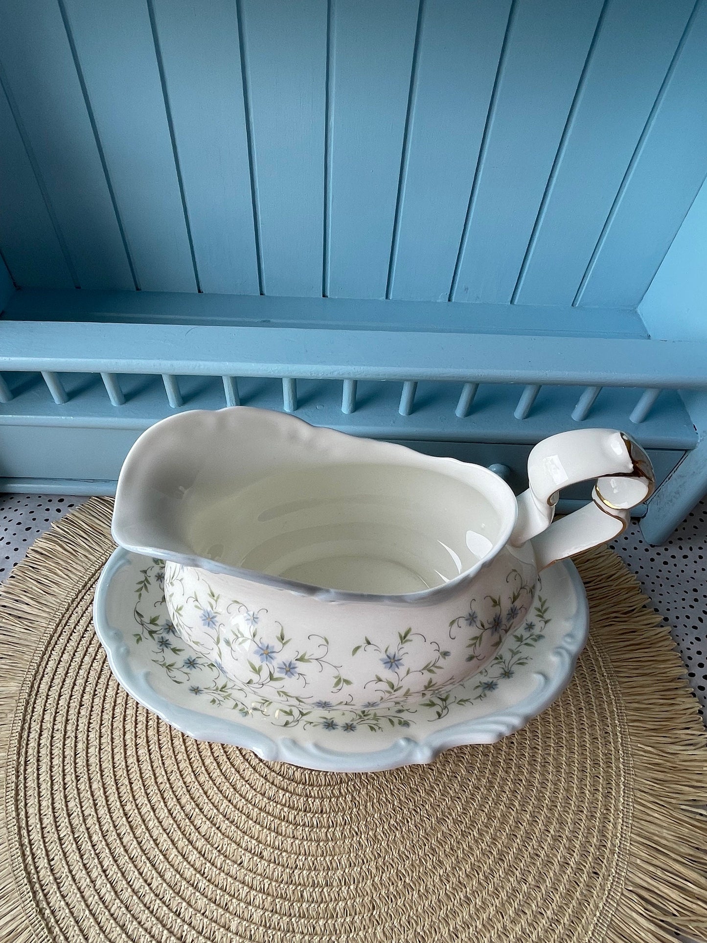 Pretty Vintage Royal Albert "Caroline" Gravy Dish with Tray