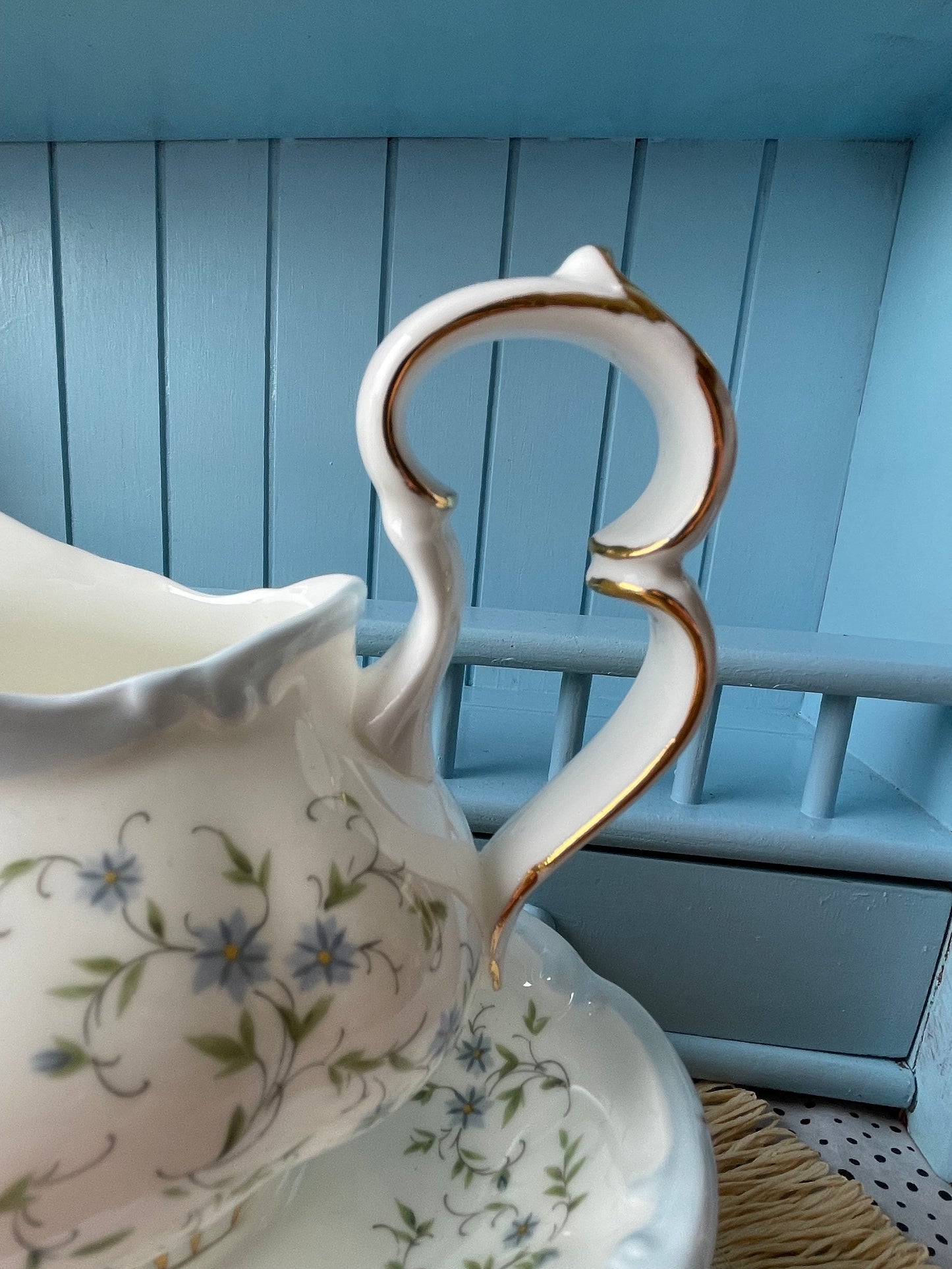 Pretty Vintage Royal Albert "Caroline" Gravy Dish with Tray