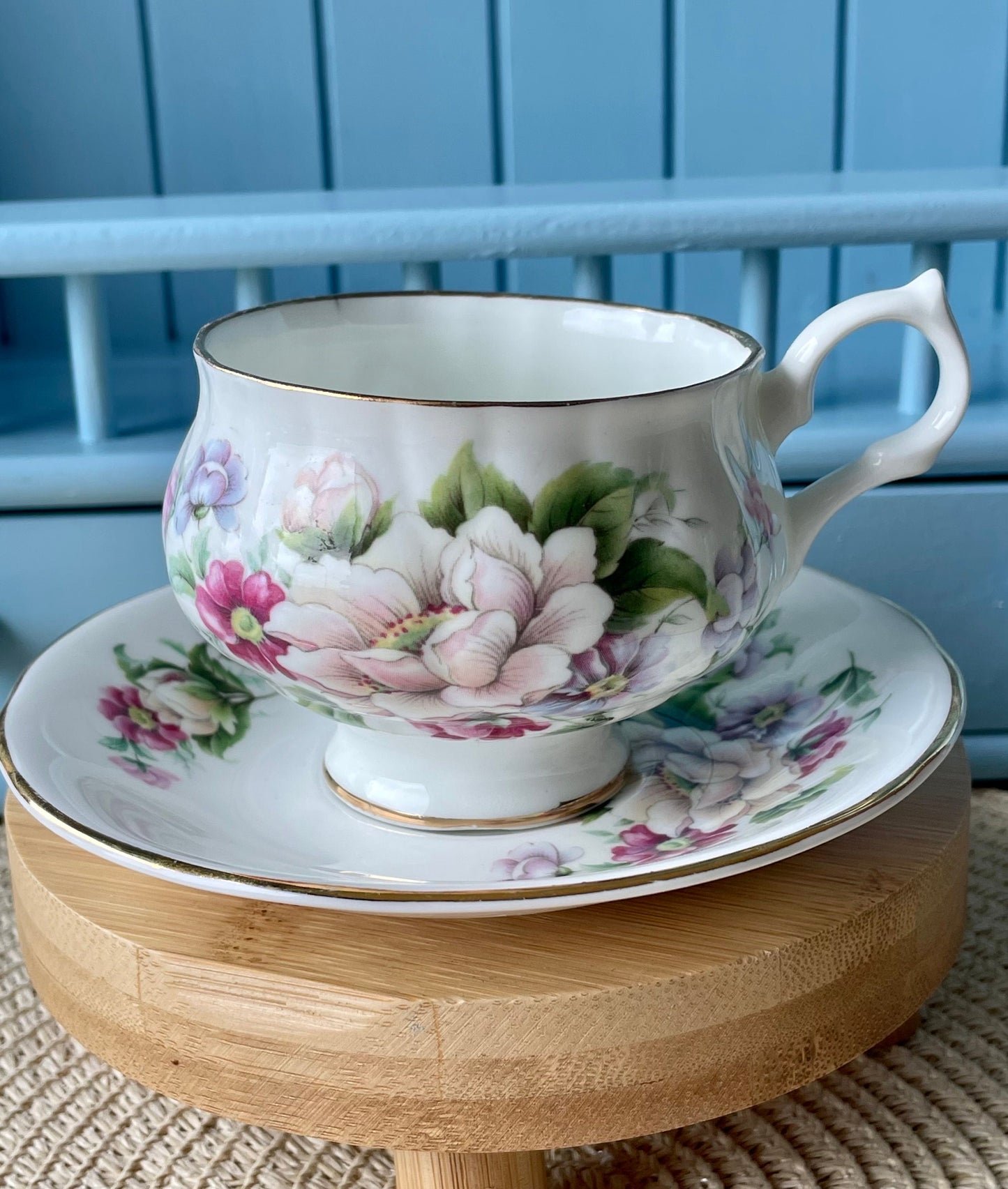 Vintage Springfield Fine Bone China Tea Cup and Saucer - A T
