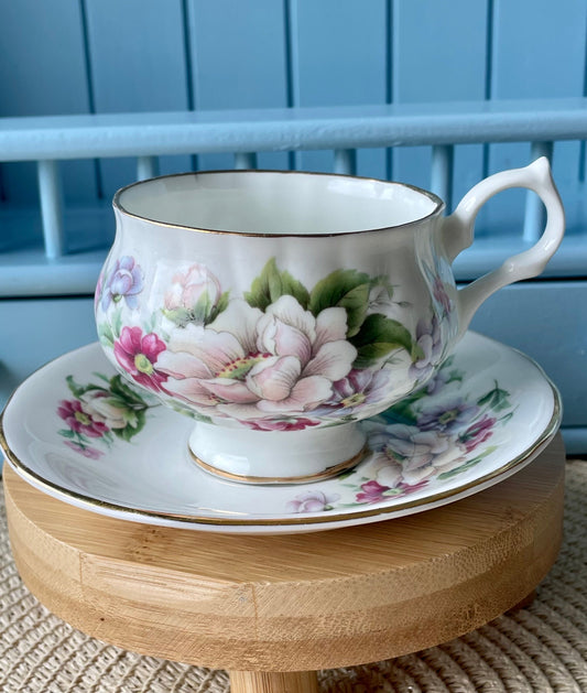 Vintage Springfield Fine Bone China Tea Cup and Saucer - A T