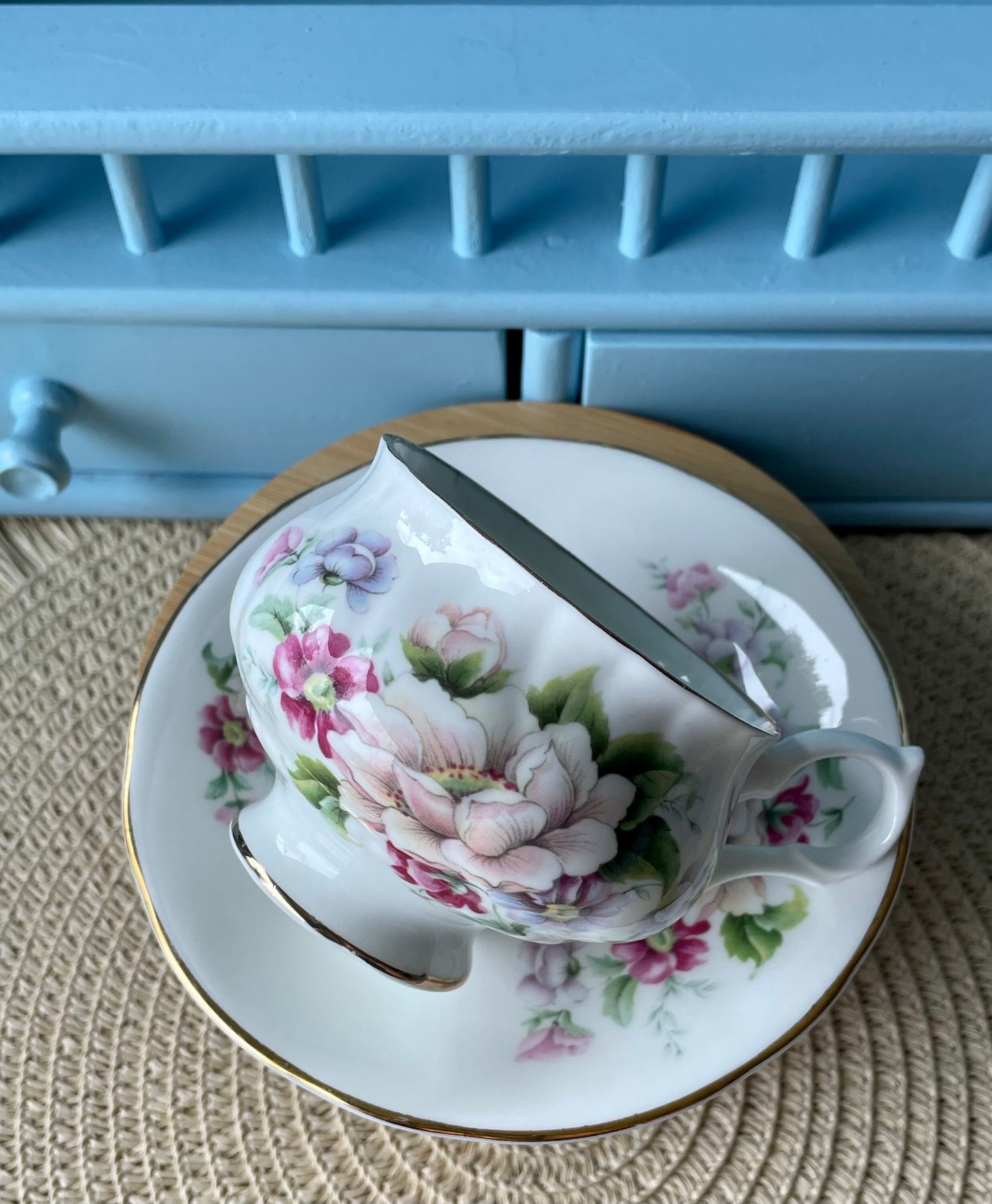 Vintage Springfield Fine Bone China Tea Cup and Saucer - A T