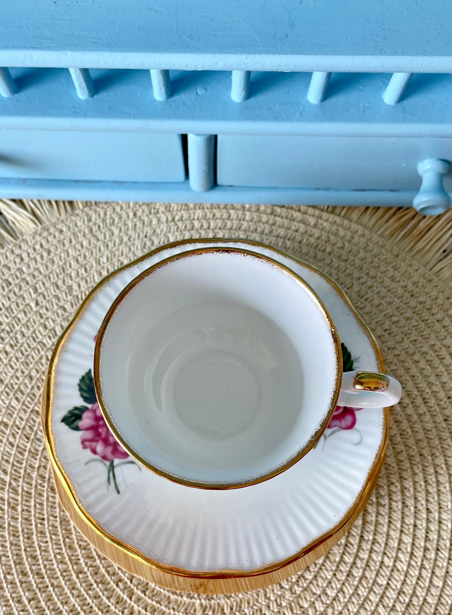 Stunning Vintage 'Clare' Ribbed Teacup & Saucer