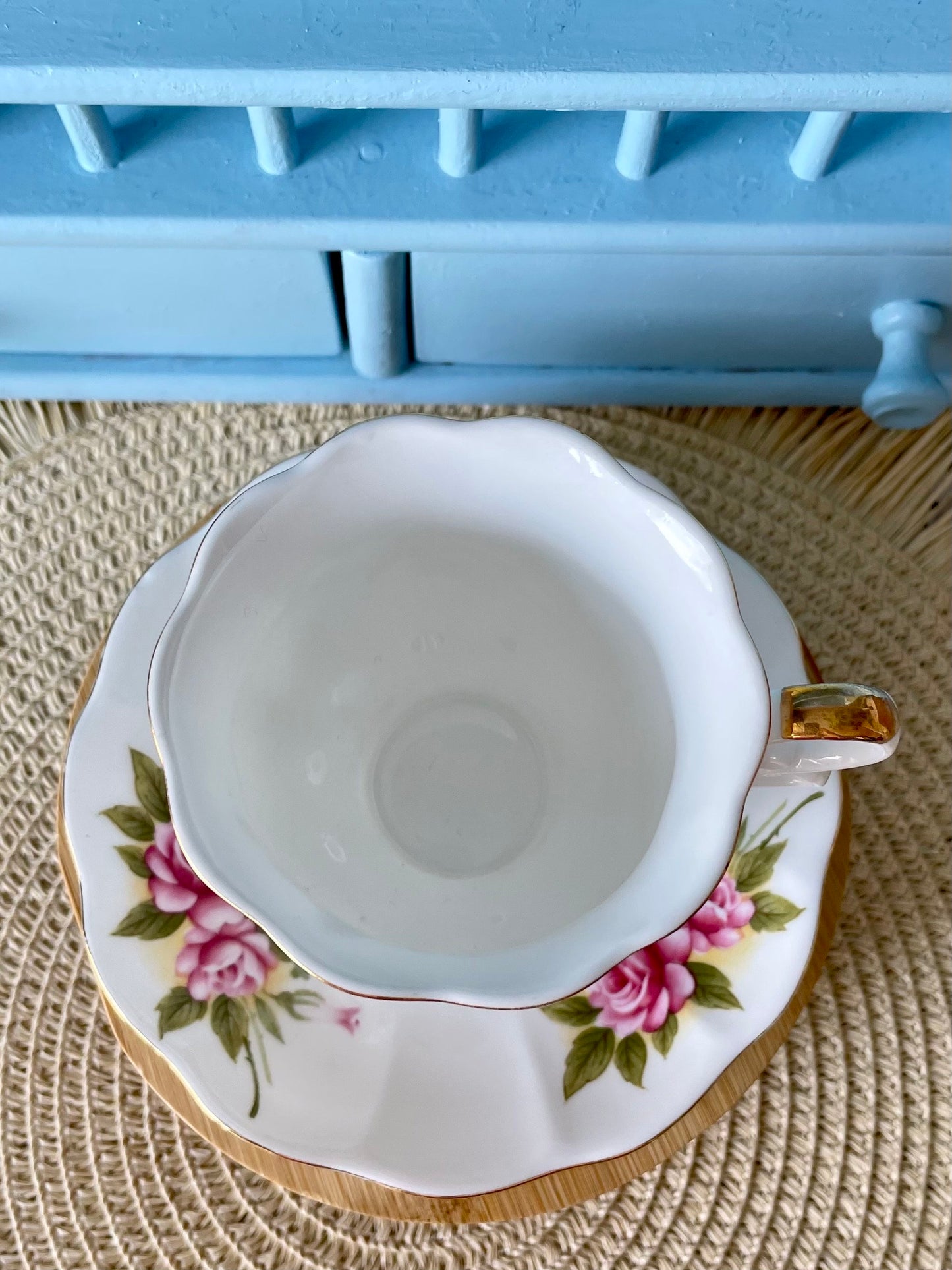 Vintage 'Royal Ascot' Rose Basket Tea Cup & Saucer