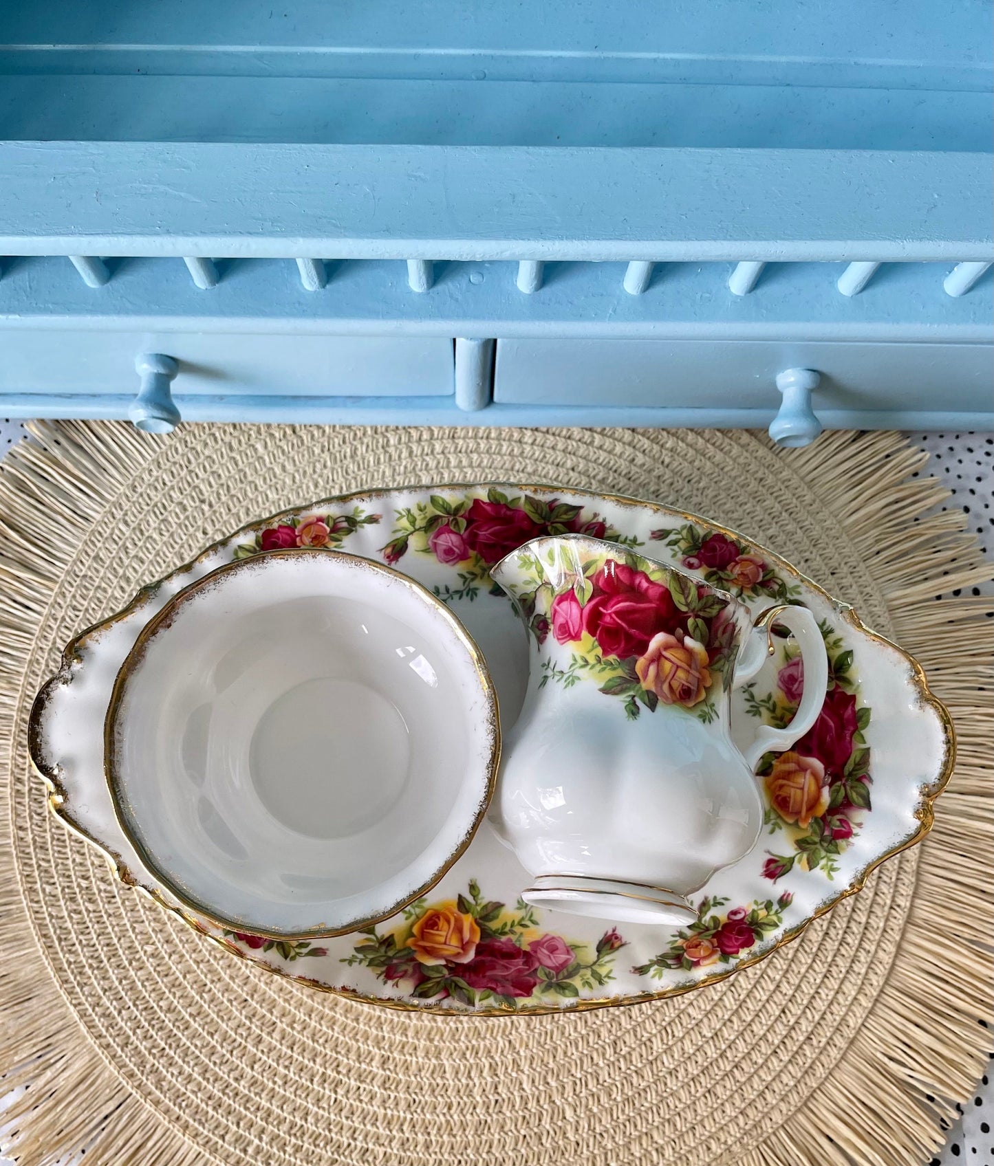 Vintage Royal Albert "Old Country Roses" 3 Piece Creamer Set