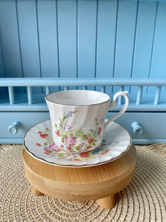 Vintage Royal Kendal Strawberry Espresso Cup & Saucer