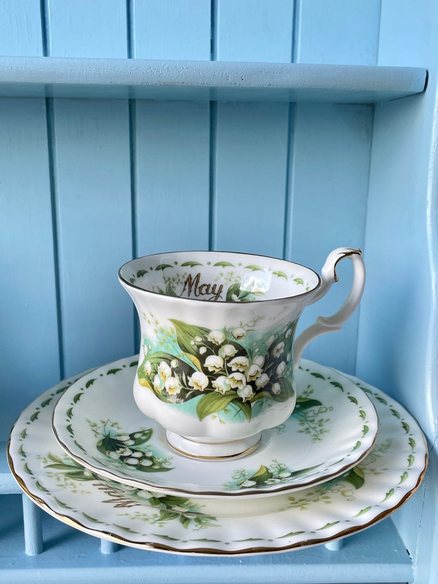 Royal Albert Flower Of The Month Trio's Cup Saucer Plate