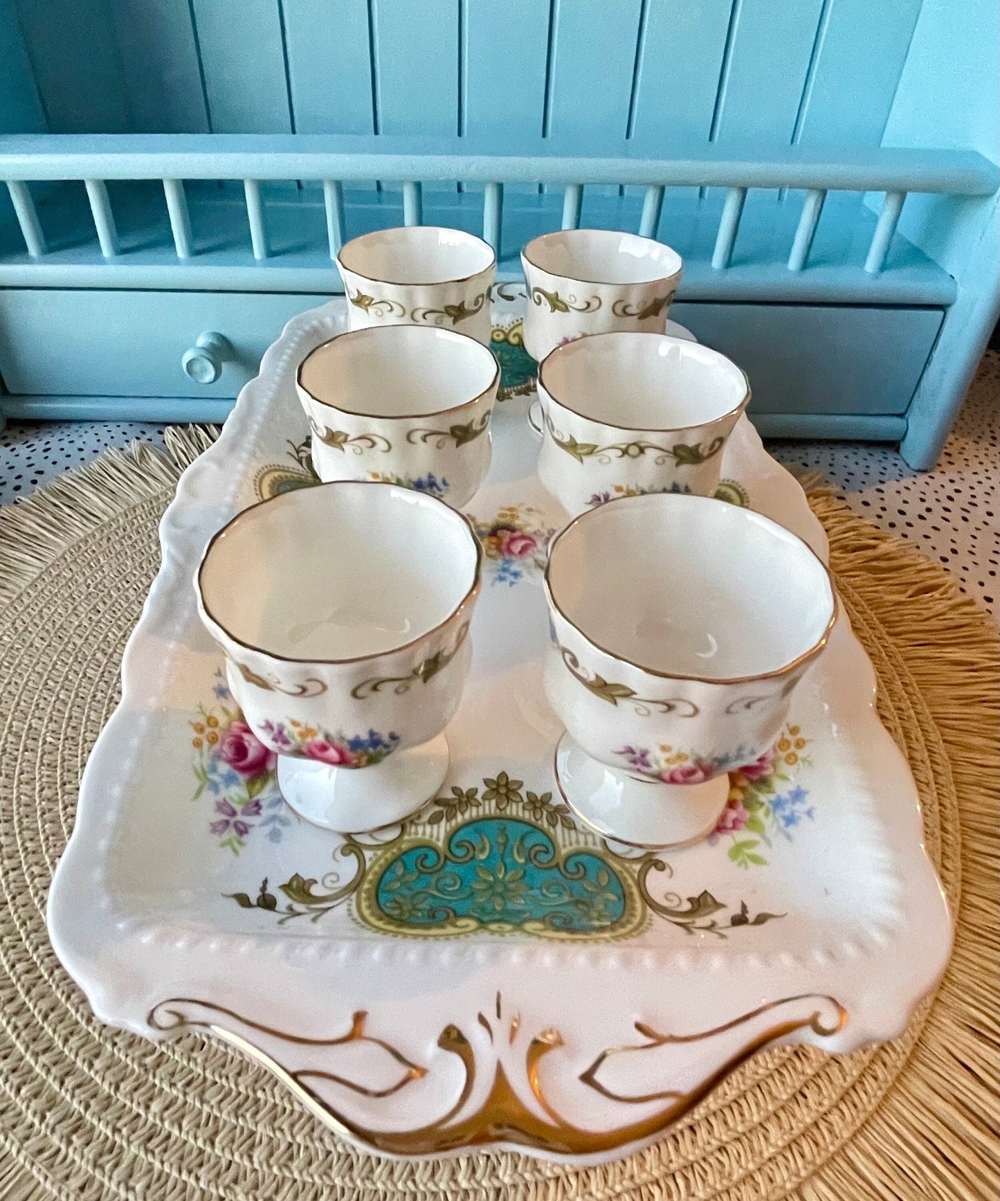 Hard to Find Vintage Royal Albert "Berkeley" Set of 6 Egg Cu