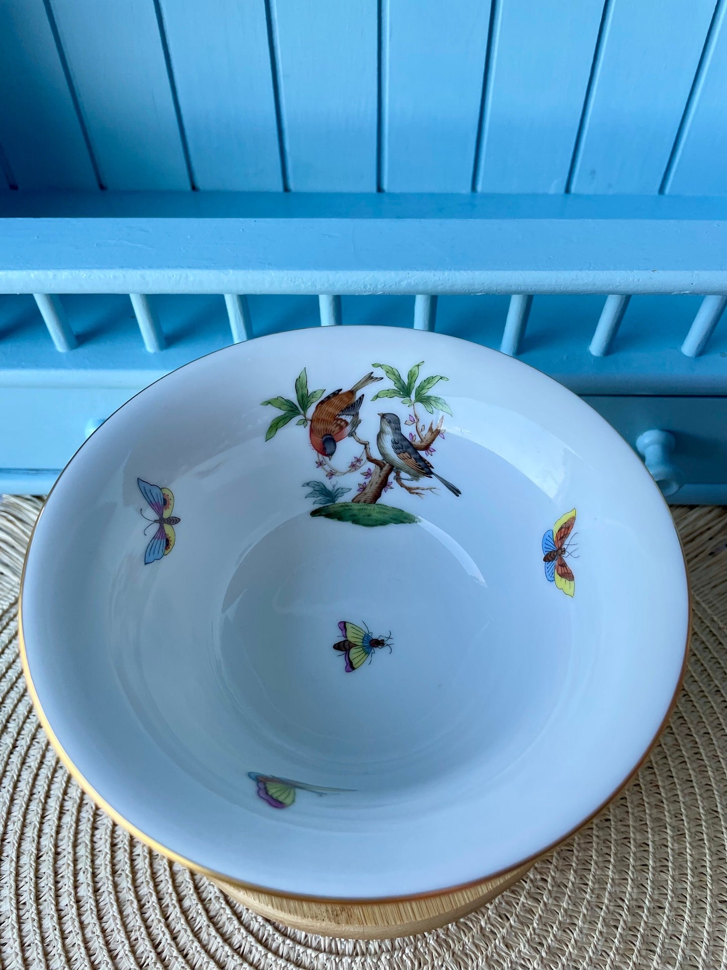 Pretty Vintage Herend Rothschild Birds Footed Bowl