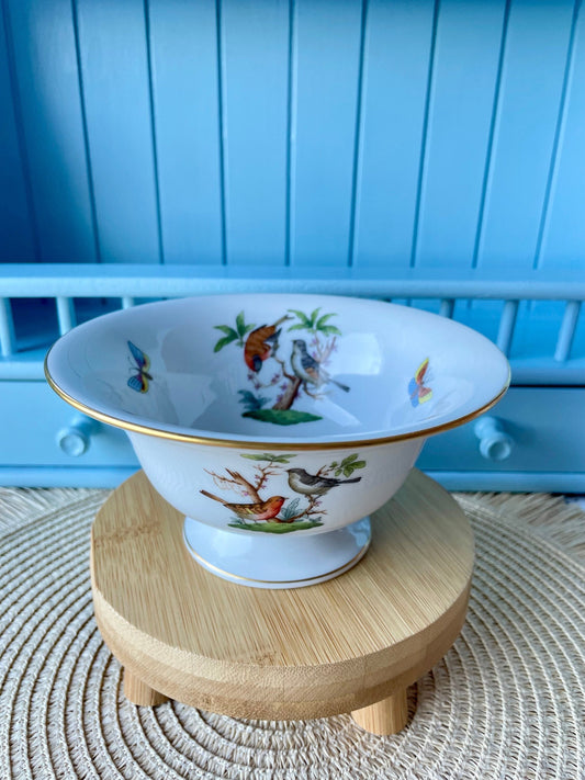 Pretty Vintage Herend Rothschild Birds Footed Bowl