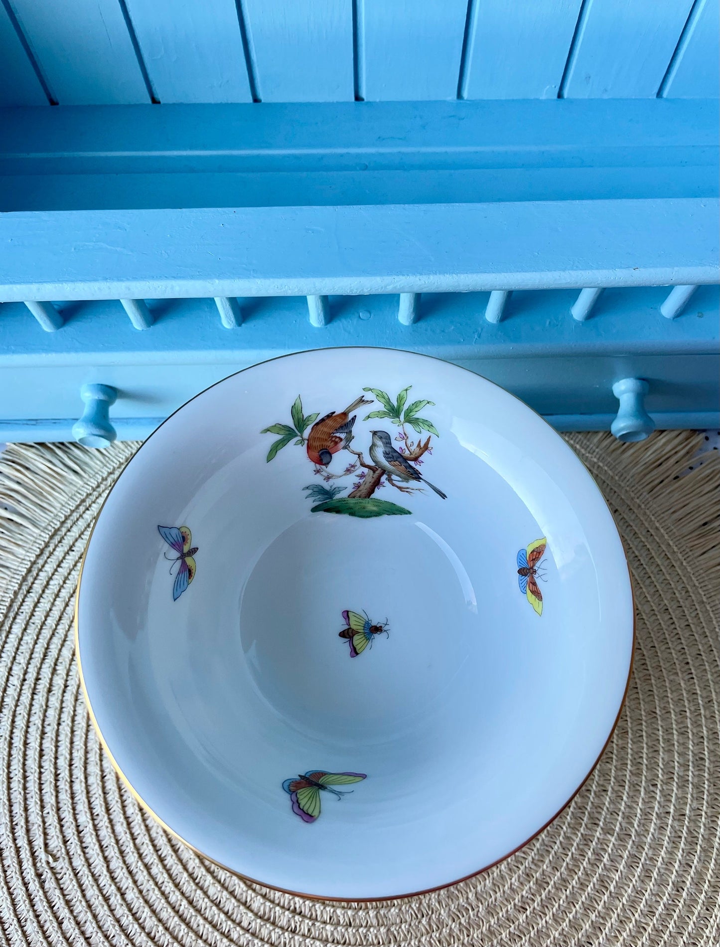 Pretty Vintage Herend Rothschild Birds Footed Bowl