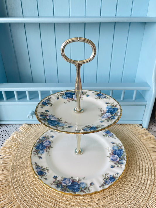 Vintage Royal Albert "Moonlight Rose" 2 Tier Cake Stand