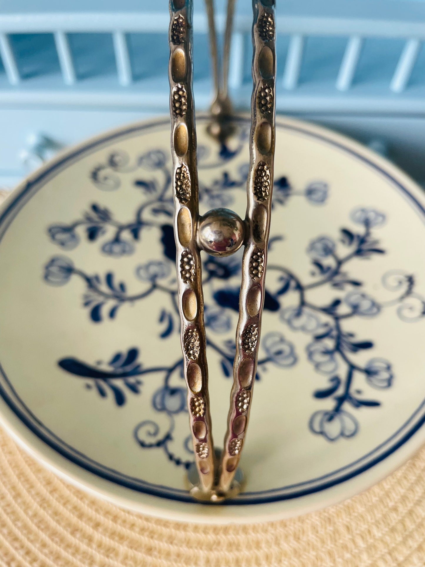 Beautiful Silver Plated 'Delft Blauw' Serving Plate with Han