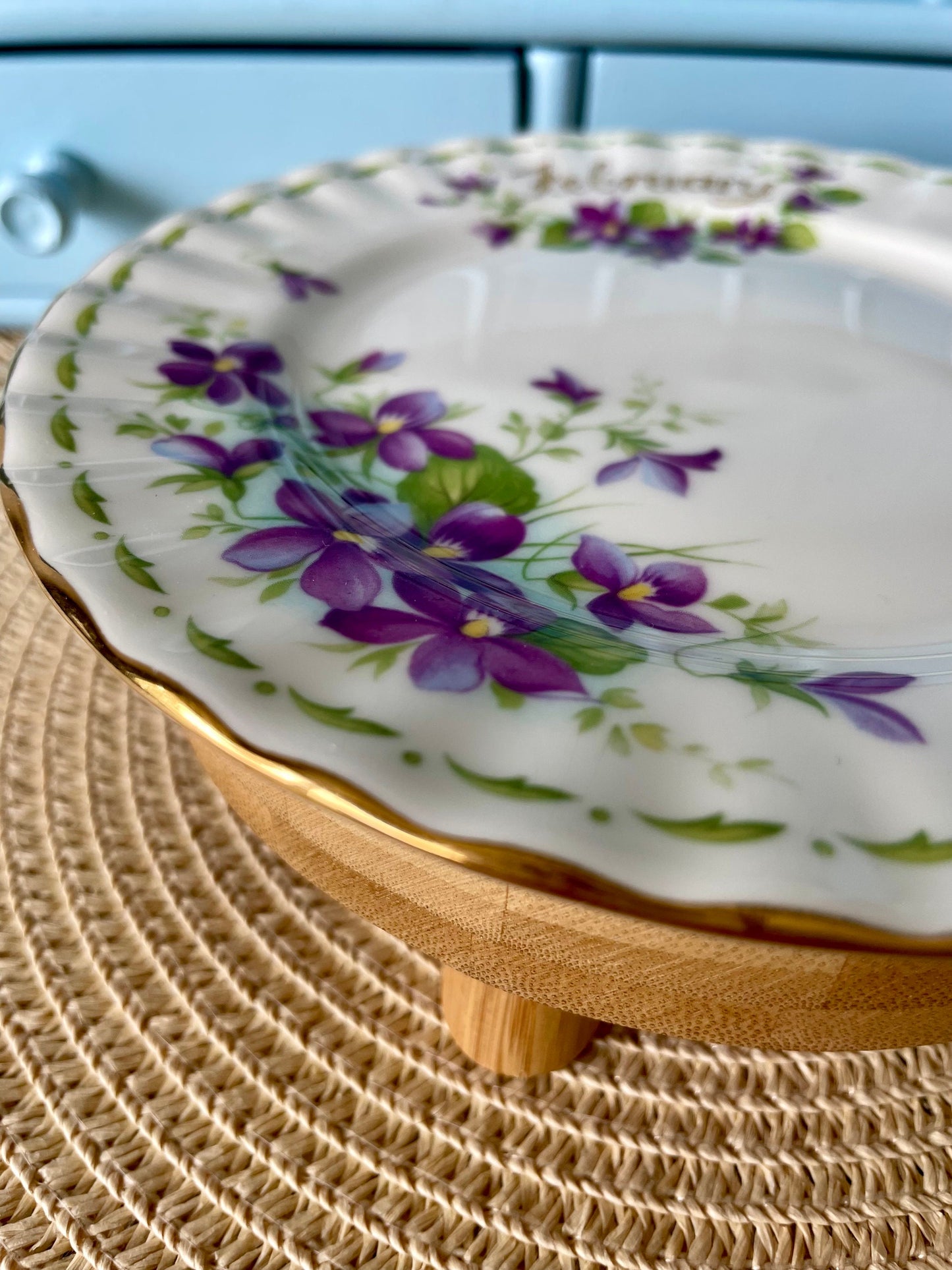 Vintage Royal Albert Flower Of The Month Cake Plate