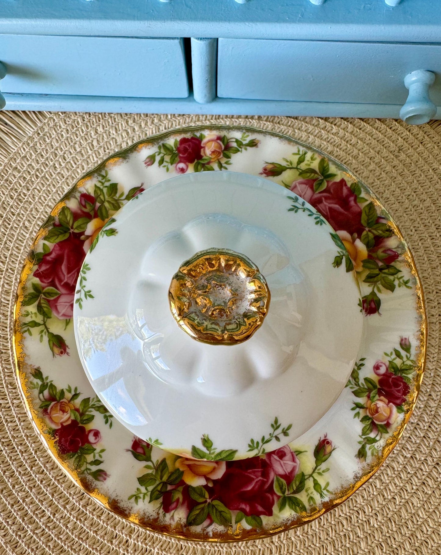Vintage Royal Albert "Old Country Roses" Butter Dish