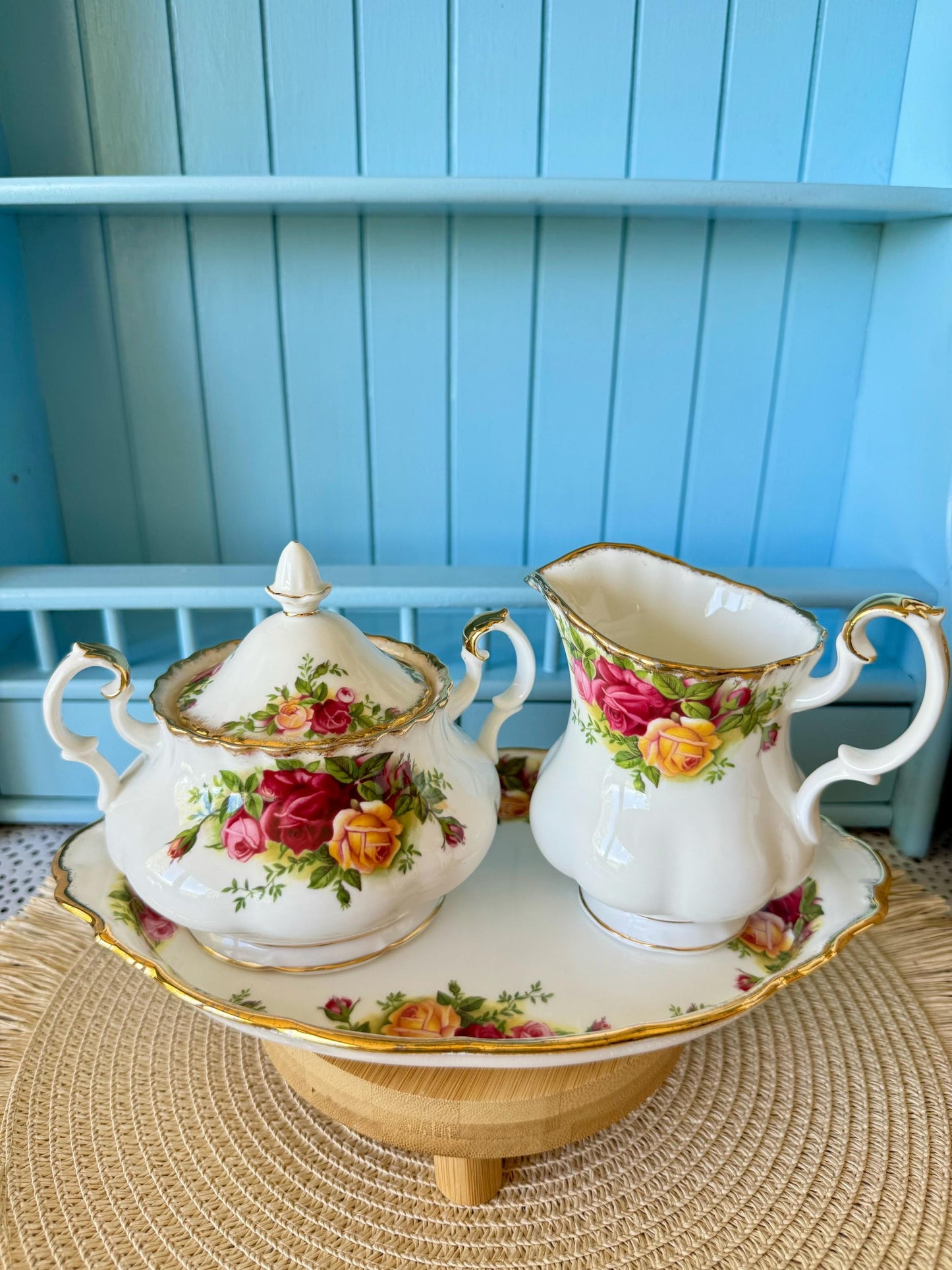 Vintage Royal Albert "Old Country Roses" Large 3 Piece Cream
