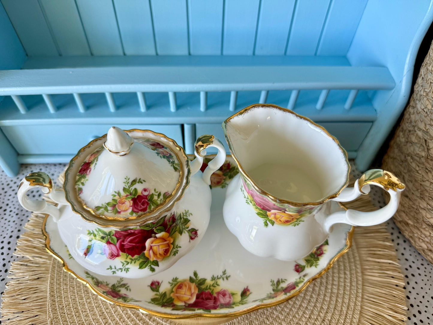 Vintage Royal Albert "Old Country Roses" Large 3 Piece Cream