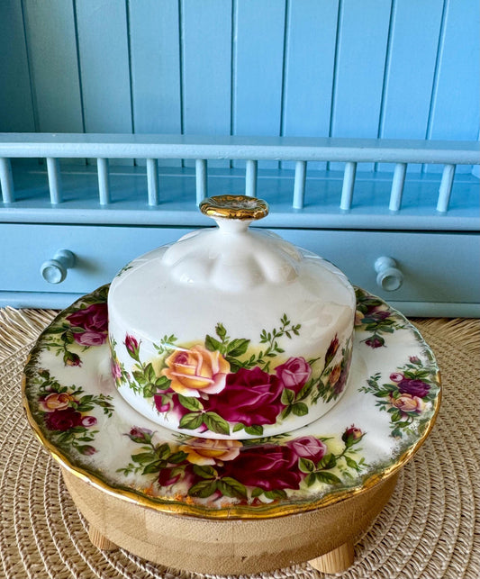 Vintage Royal Albert "Old Country Roses" Butter Dish