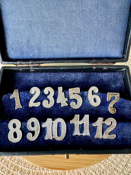 Antique Alpacca Silver Wine Glass Numbers