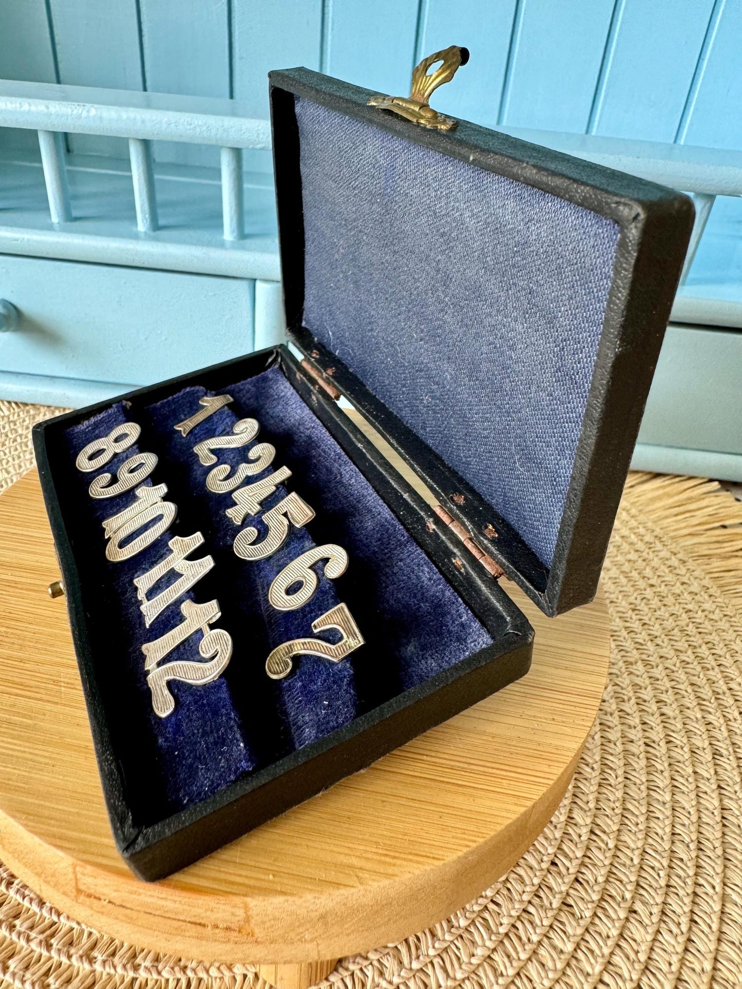 Antique Alpacca Silver Wine Glass Numbers