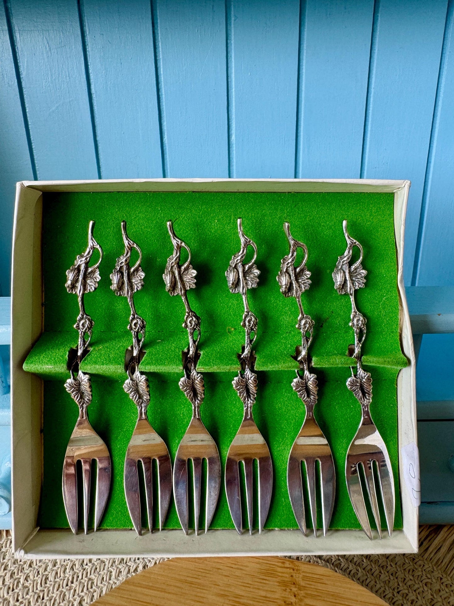 Vintage Sola "Finial Leaf and Lady Bug" Forks