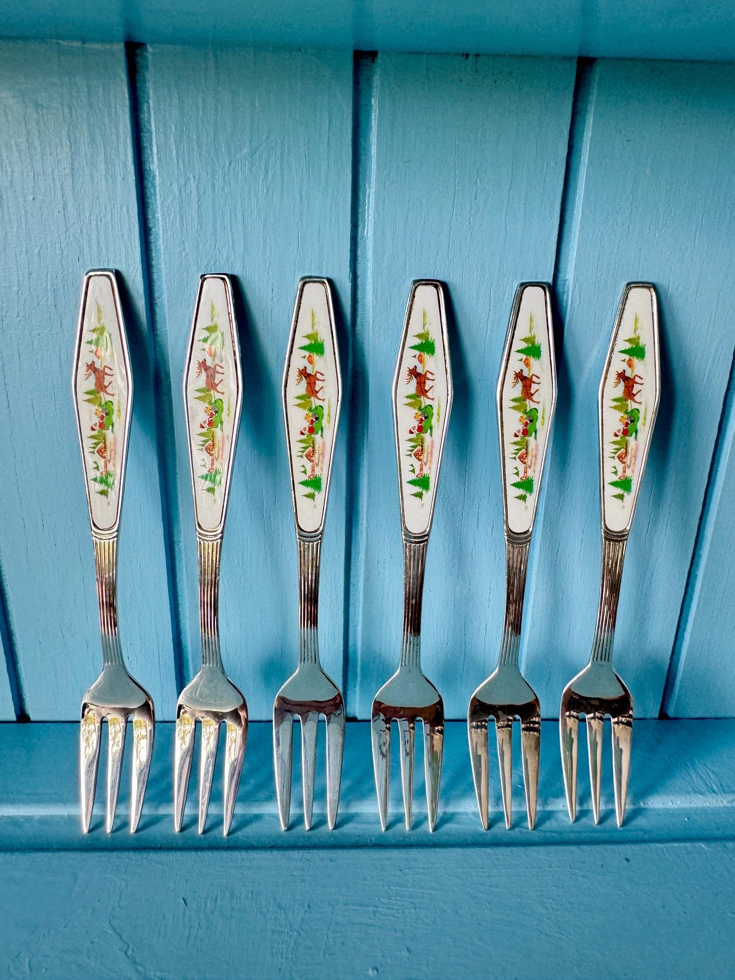Vintage H.C.U Silver Plated "Christmas" Forks